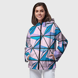Ветровка с капюшоном женская Абстрактные геометрические панели, цвет: 3D-черный — фото 2