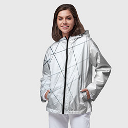 Ветровка с капюшоном женская Геометрические сеточные линии, цвет: 3D-черный — фото 2