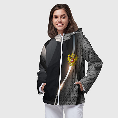 Женская ветровка Герб РФ киберпанк / 3D-Белый – фото 3