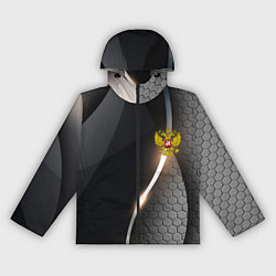 Ветровка с капюшоном женская Герб РФ киберпанк, цвет: 3D-черный