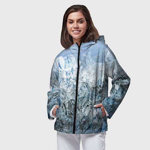Женская ветровка Ледяные горы со снегом / 3D-Черный – фото 3