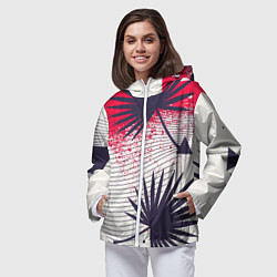 Ветровка с капюшоном женская Треугольники и пальмы, цвет: 3D-белый — фото 2