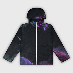 Ветровка с капюшоном женская Неоновые космические тропики, цвет: 3D-белый