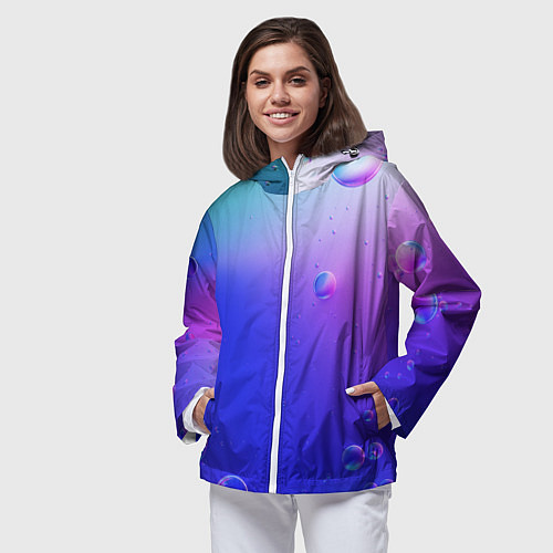Женская ветровка Радужные мыльные пузыри / 3D-Белый – фото 3