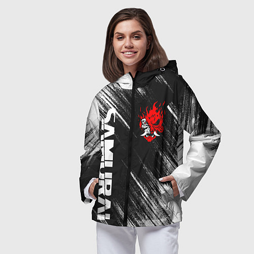 Женская ветровка Киберпанк - Потертости - Samurai / 3D-Черный – фото 3