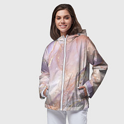 Ветровка с капюшоном женская Бежевый с золотом мрамор, цвет: 3D-белый — фото 2