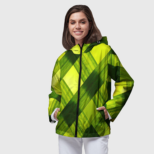 Женская ветровка Узор из натуральной травы / 3D-Черный – фото 3