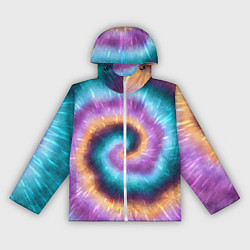 Ветровка с капюшоном женская Сине-фиолетовый тай дай, цвет: 3D-белый