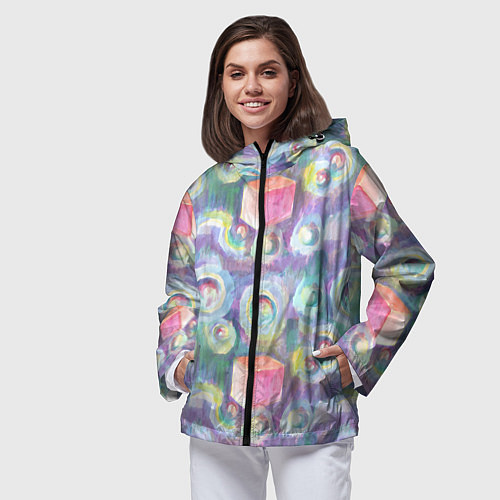 Женская ветровка Будь кубиком среди пузырей / 3D-Черный – фото 3