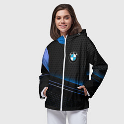 Ветровка с капюшоном женская Bmw abstraction, цвет: 3D-белый — фото 2