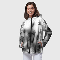 Ветровка с капюшоном женская Bodies inside behind a white wall, цвет: 3D-черный — фото 2