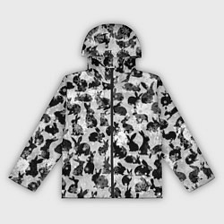 Ветровка с капюшоном женская Черные новогодние кролики, цвет: 3D-черный