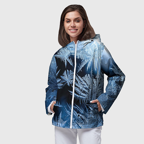 Женская ветровка Морозный узор на стекле / 3D-Белый – фото 3