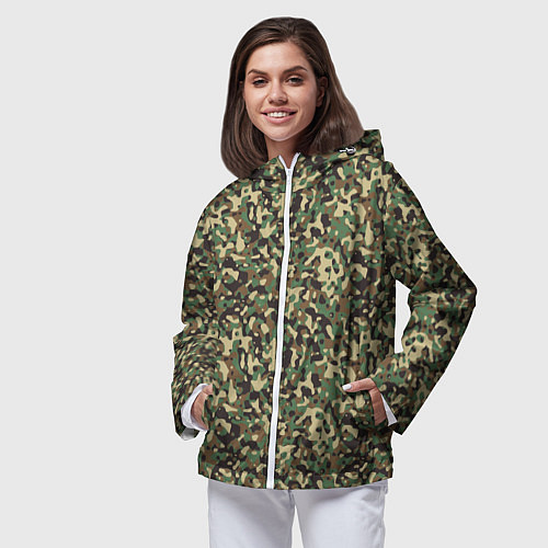 Женская ветровка Камуфляж Woodland мелкий / 3D-Белый – фото 3
