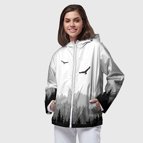 Женская ветровка Птицы над лесом / 3D-Белый – фото 3