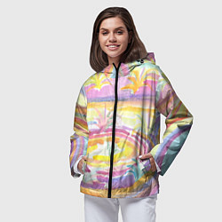 Ветровка с капюшоном женская Капли солнечного света абстракция, цвет: 3D-черный — фото 2