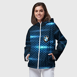 Ветровка с капюшоном женская BMW texture, цвет: 3D-белый — фото 2