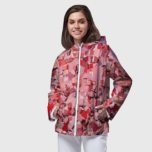 Женская ветровка Розовые кубы / 3D-Белый – фото 3