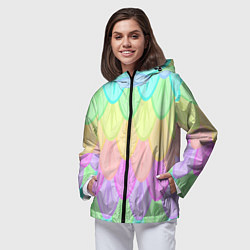 Ветровка с капюшоном женская Цветные перья, цвет: 3D-черный — фото 2