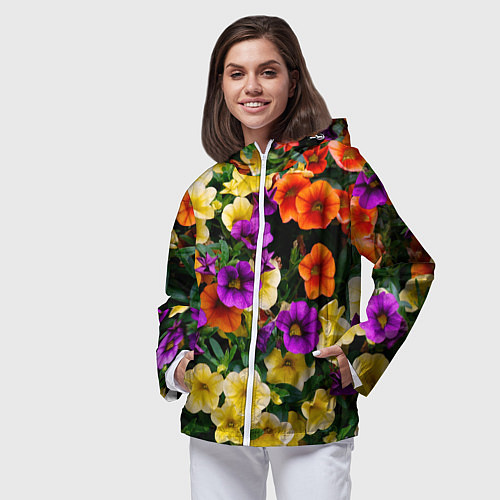 Женская ветровка Разноцветная петуния / 3D-Белый – фото 3