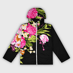 Ветровка с капюшоном женская Букет цветов, цвет: 3D-белый