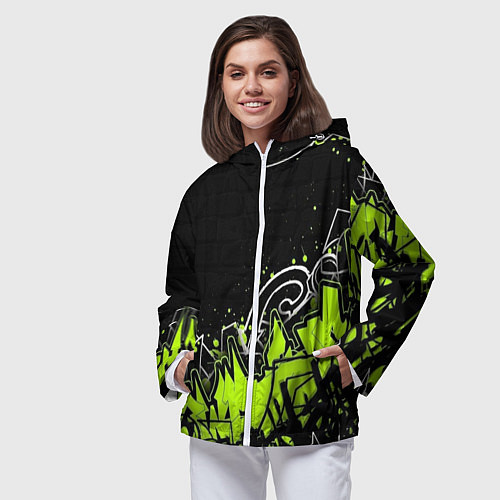 Женская ветровка Яркое граффити на черной стене / 3D-Белый – фото 3