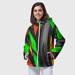 Ветровка с капюшоном женская Абстракция, цвет: 3D-белый — фото 2