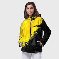 Ветровка с капюшоном женская Black and yellow, цвет: 3D-черный — фото 2