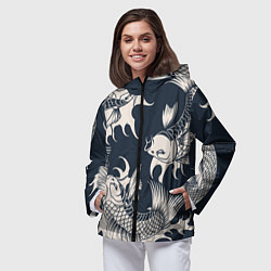 Ветровка с капюшоном женская Japan carp, цвет: 3D-черный — фото 2