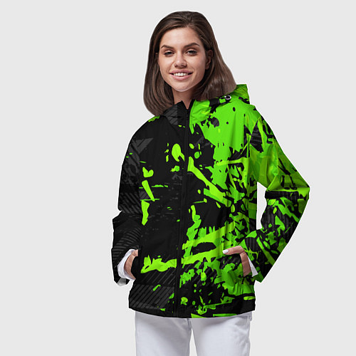 Женская ветровка Black & Green / 3D-Черный – фото 3