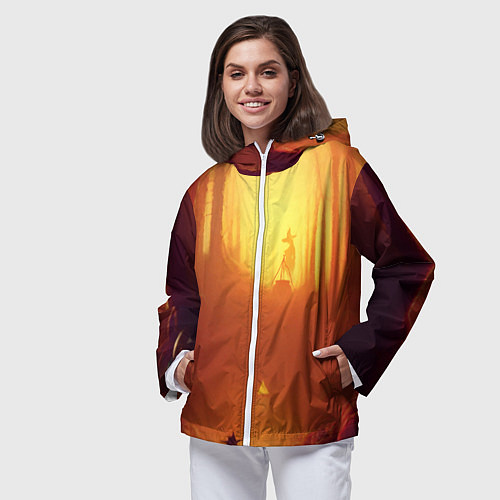 Женская ветровка Темная ведьма колдует в жутком лесу / 3D-Белый – фото 3