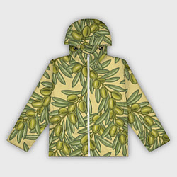 Ветровка с капюшоном женская Винтажные ветви оливок, цвет: 3D-белый