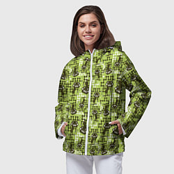 Ветровка с капюшоном женская Милитари робот монстр, цвет: 3D-белый — фото 2