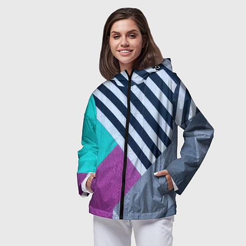 Женская ветровка Разнообразные абстрактные паттерны / 3D-Черный – фото 3