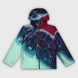Ветровка с капюшоном женская Вода и краски - синие и красные, цвет: 3D-черный