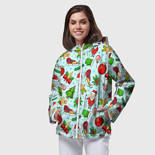 Женская ветровка Новогодний паттерн / 3D-Белый – фото 3