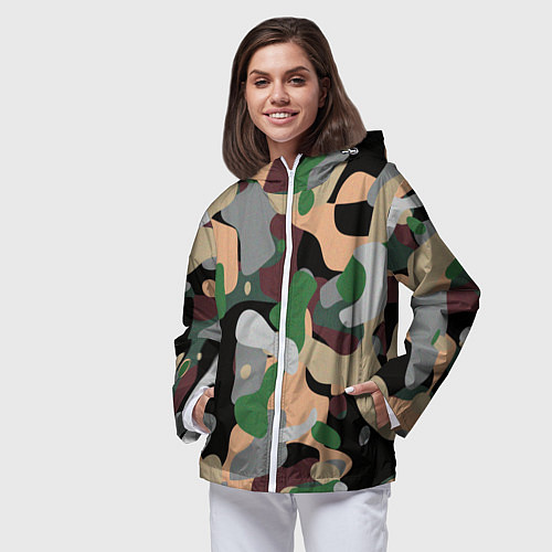 Женская ветровка Абстрактная бархатная аппликация / 3D-Белый – фото 3