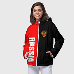 Ветровка с капюшоном женская Россия: Черно-красный, цвет: 3D-белый — фото 2