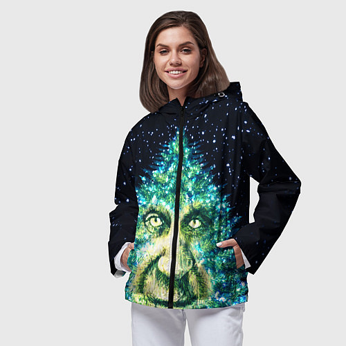 Женская ветровка Мудрое Новогоднее Дерево / 3D-Черный – фото 3