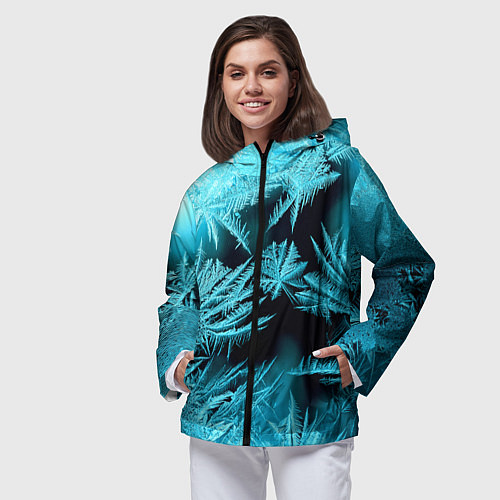 Женская ветровка Голубой лед - иней / 3D-Черный – фото 3