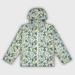 Ветровка с капюшоном женская Значки валют, цвет: 3D-белый