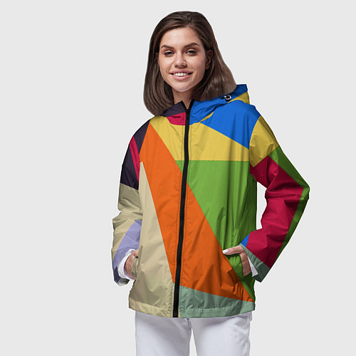 Женская ветровка Геометрические разноцветные фигyры / 3D-Черный – фото 3