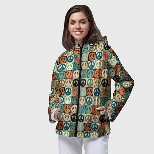 Женская ветровка Peace symbol pattern / 3D-Черный – фото 3