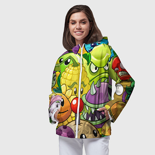 Женская ветровка Растения против зомби / 3D-Белый – фото 3