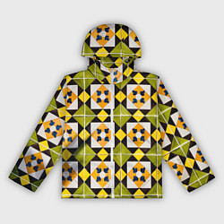Ветровка с капюшоном женская Геометрический золотистый паттерн, цвет: 3D-белый