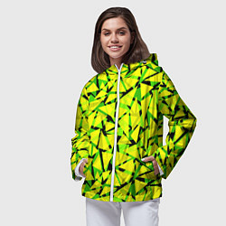 Ветровка с капюшоном женская Желтый геометрический узор, цвет: 3D-белый — фото 2