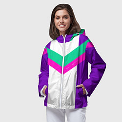 Ветровка с капюшоном женская Always in sports сиреневый, цвет: 3D-белый — фото 2