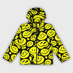 Ветровка с капюшоном женская Кислотный желтый смайлик, цвет: 3D-черный