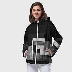Ветровка с капюшоном женская Белые блоки в тьме, цвет: 3D-белый — фото 2