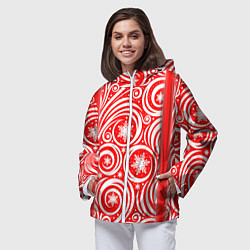 Ветровка с капюшоном женская Новогодний зимний узор, цвет: 3D-белый — фото 2